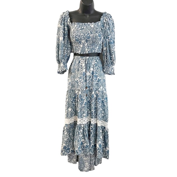 Olivaceous Dresses & Skirts - Olivaceous Blue Boho Paisley Maxi Skirt and Crop Top Set